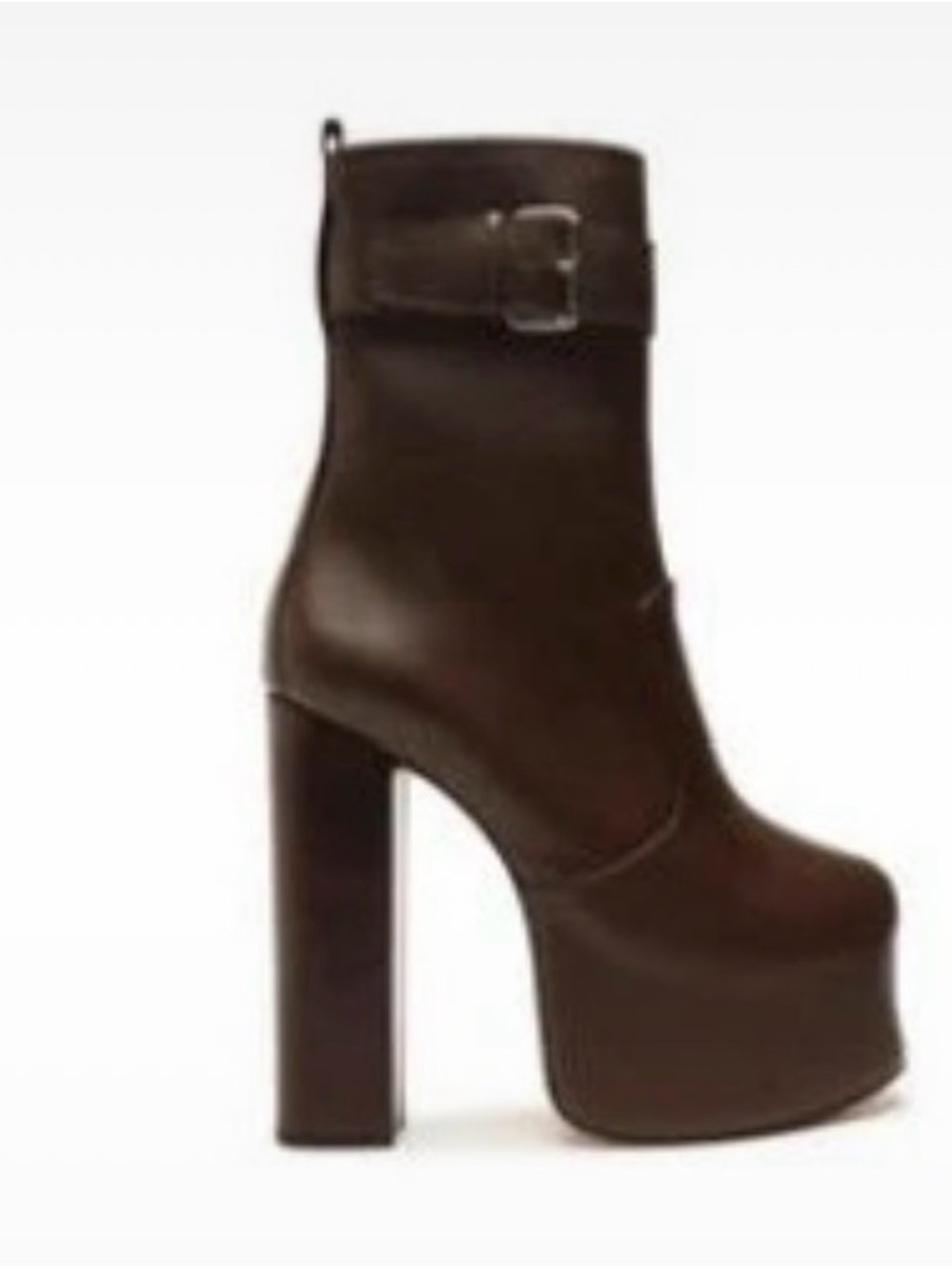 Schutz Brown Leather Platform Buckle Ankle Booties Size 7.5